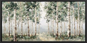 Whispering Birch Grove Panoramic Canvas Print