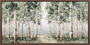 Whispering Birch Grove Panoramic Canvas Print
