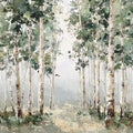 Whispering Birch Grove Panoramic Canvas Print