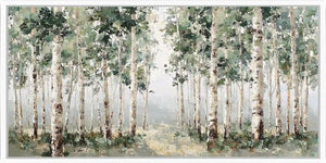 Whispering Birch Grove Panoramic Canvas Print