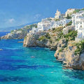 Azure Cliff Coast Panoramic Canvas Print