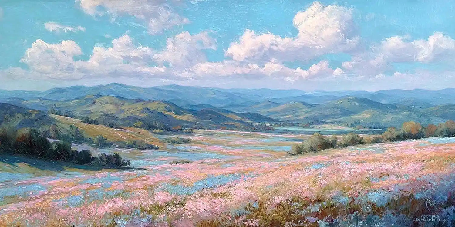 Pastel Meadow Light Panoramic Canvas Print