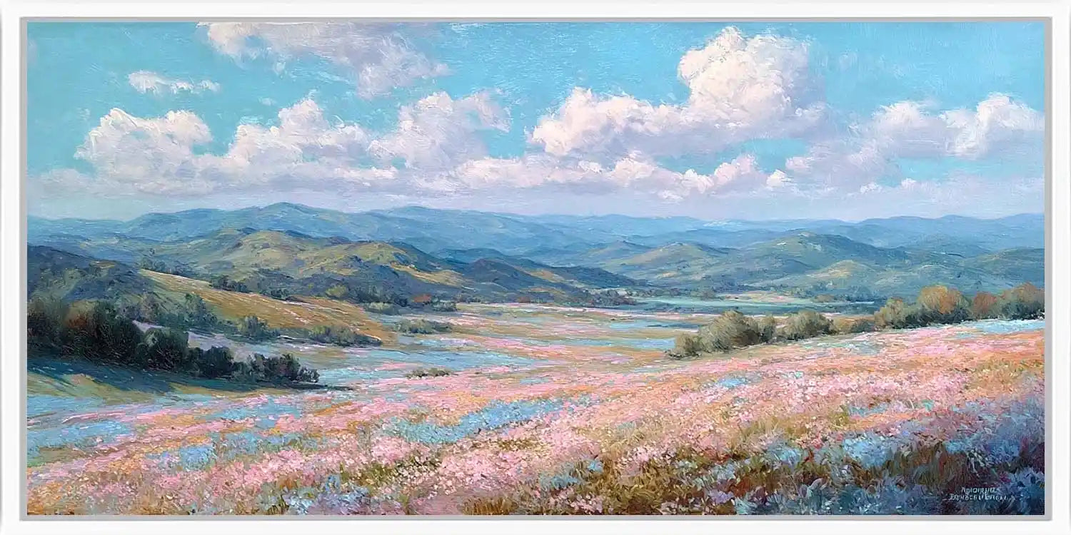 Pastel Meadow Light Panoramic Canvas Print