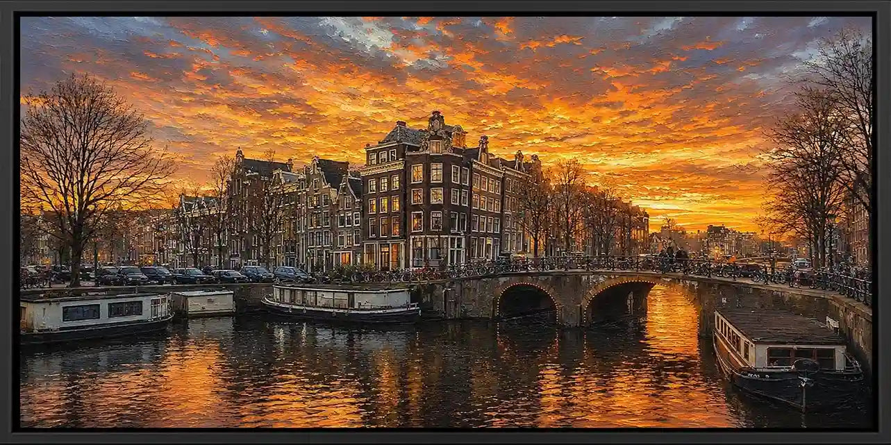 Amsterdam Sunset Panoramic Painting 