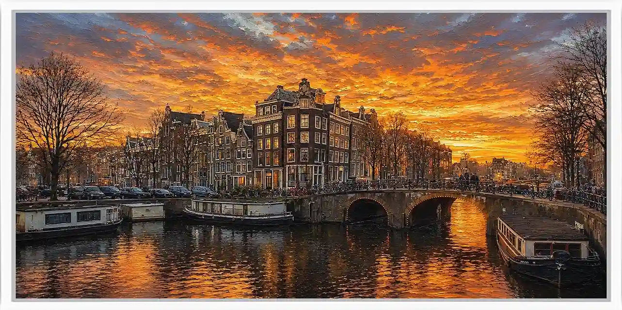 Amsterdam Sunset Panoramic Painting 