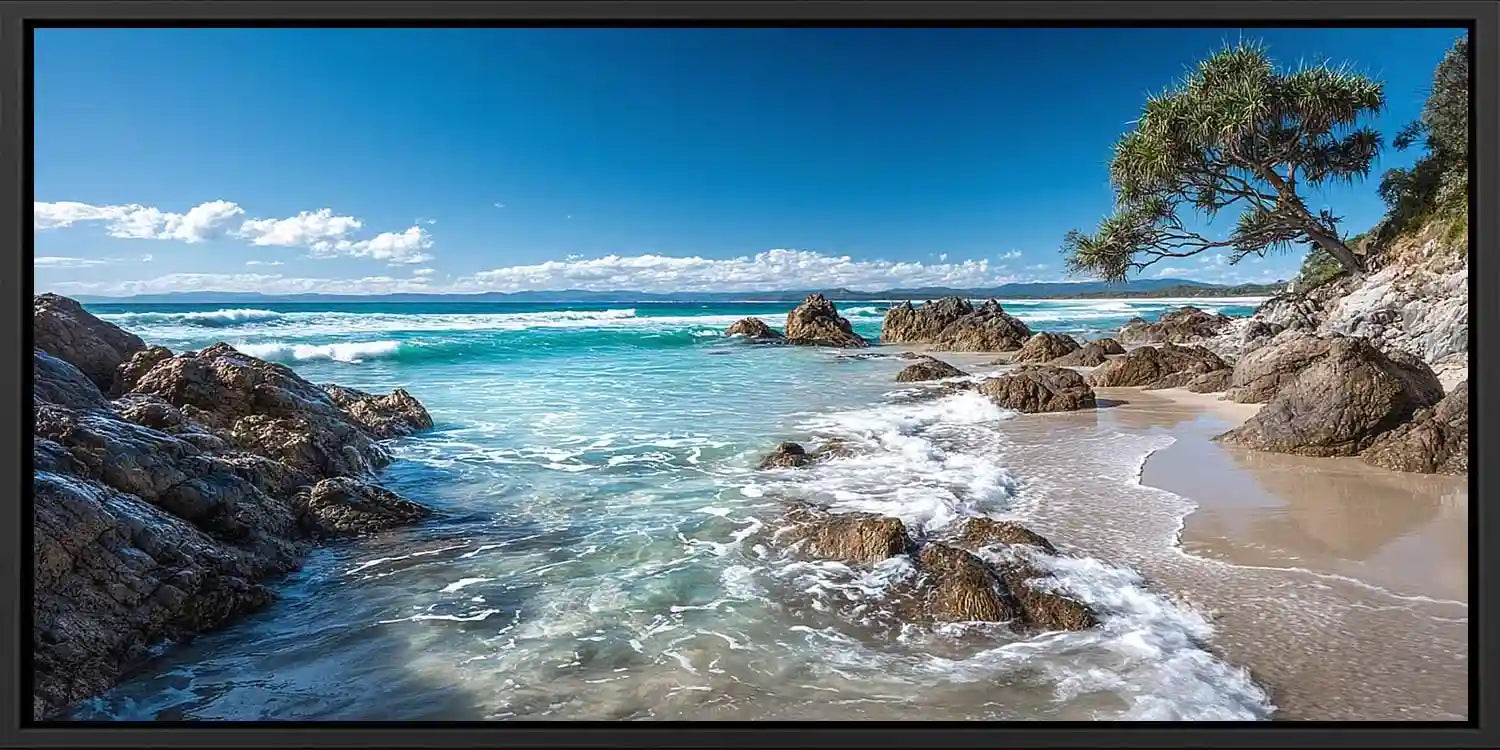 Byron Bay Wategos Beach Coastal Horizon Panoramic Canvas  Print