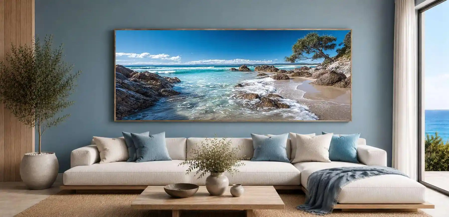 Byron Bay Wategos Beach Coastal Horizon Panoramic Canvas  Print