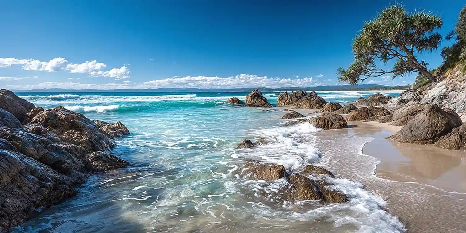 Byron Bay Wategos Beach Coastal Horizon Panoramic Canvas  Print