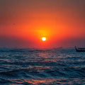 Crimson Ocean Dusk Panoramic Canvas Print
