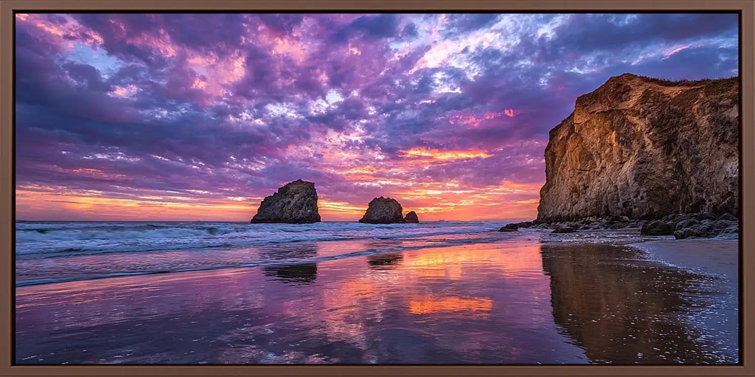 Violet Tide Reflection Panoramic Canvas Print