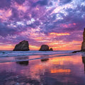 Violet Tide Reflection Panoramic Canvas Print