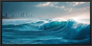 Burleigh Heads Ocean Waves Surfer Panoramic Canvas Print