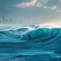 Burleigh Heads Ocean Waves Surfer Panoramic Canvas Print