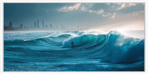 Burleigh Heads Ocean Waves Surfer Panoramic Canvas Print