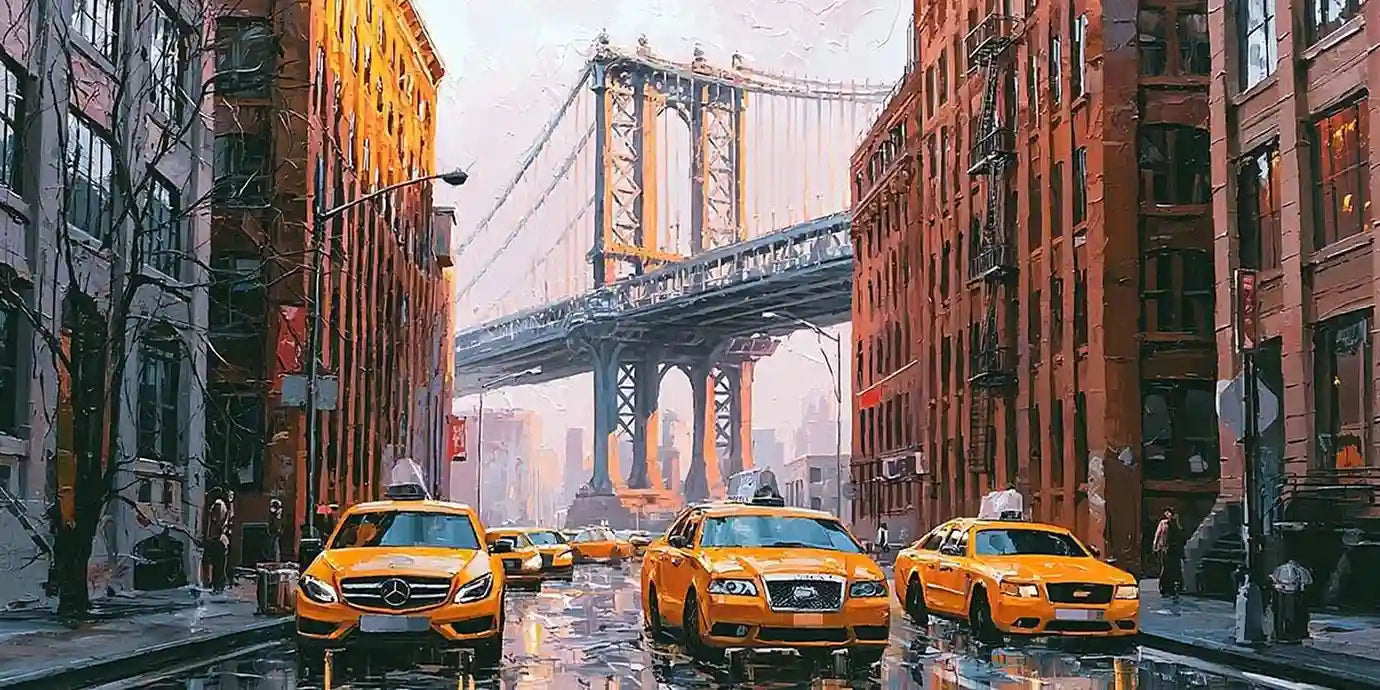 Urban Golden Rush Panoramic Canvas Print