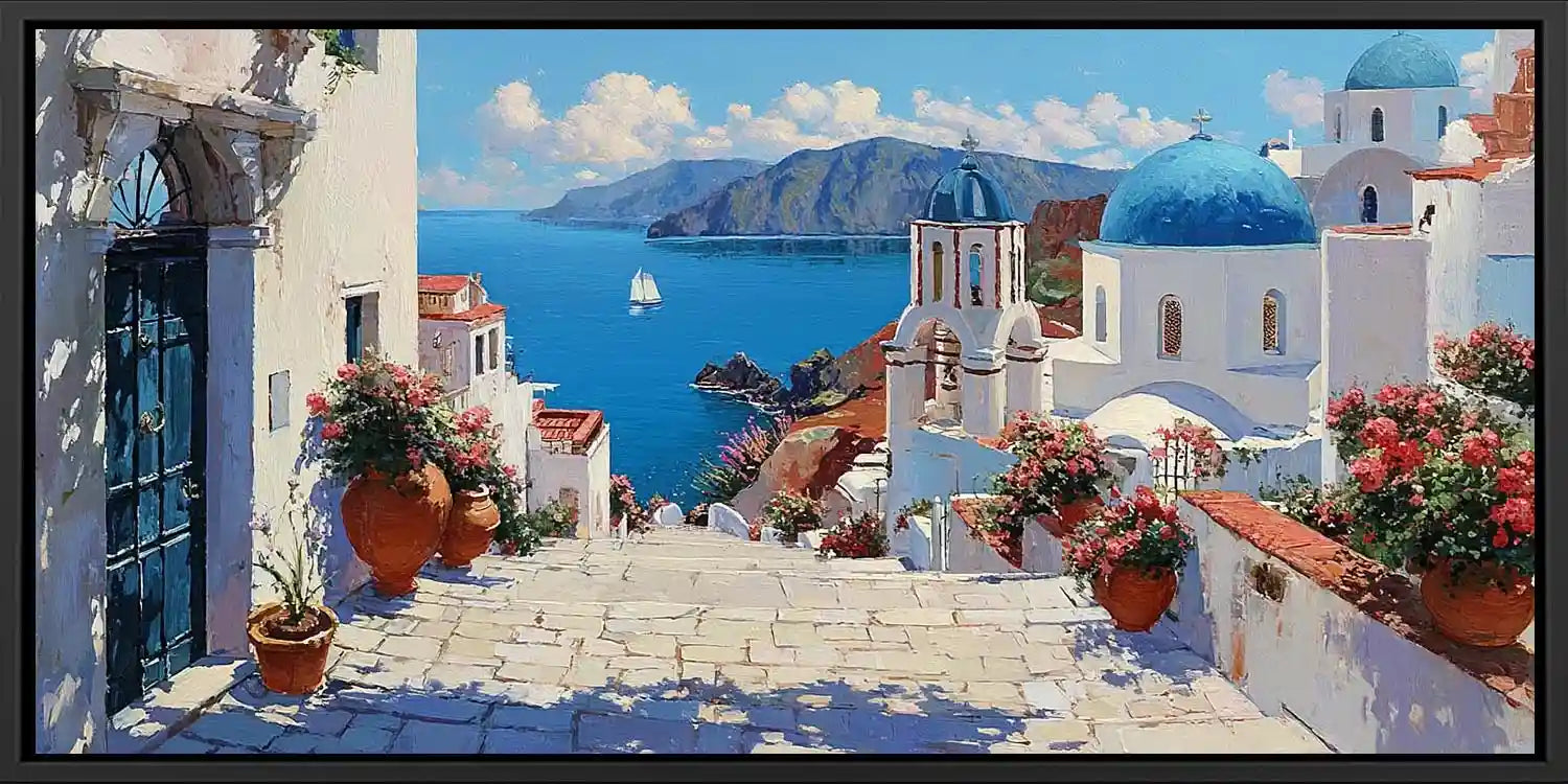 Santorini Dream Panoramic Canvas Print