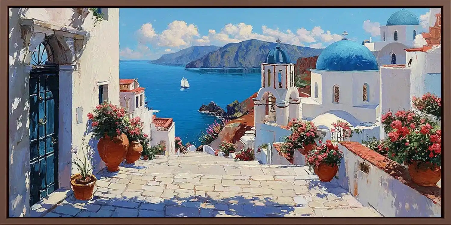 Santorini Dream Panoramic Canvas Print