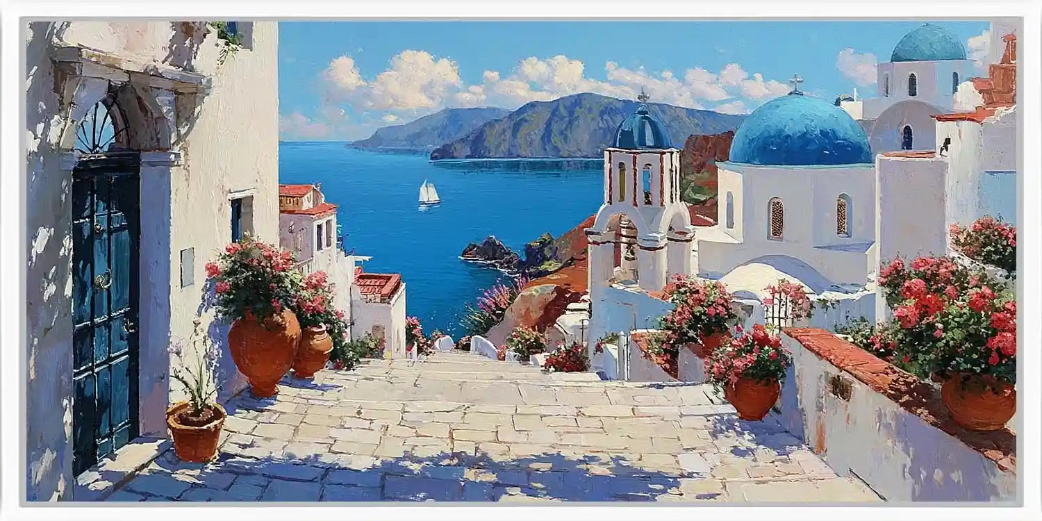 Santorini Dream Panoramic Canvas Print