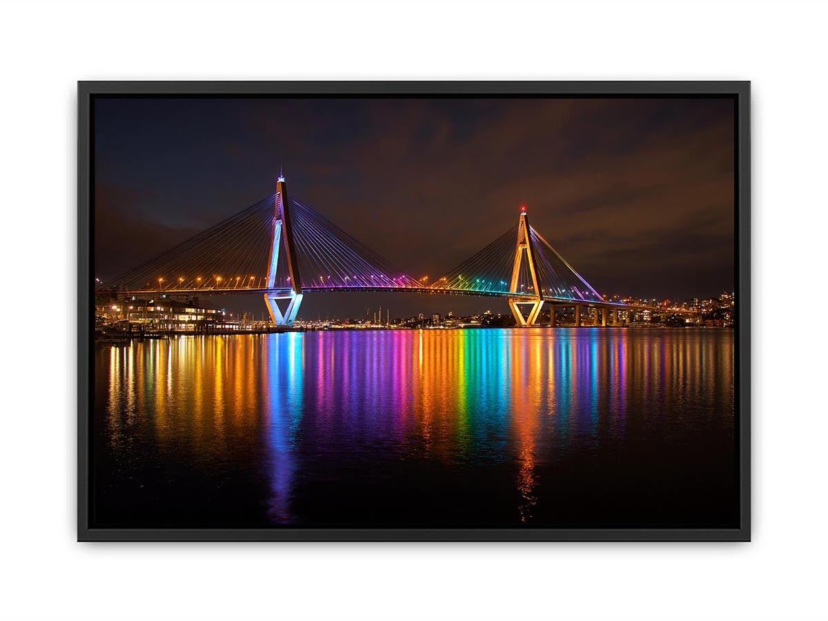 Anzac bridge Syney  illuminated at Night  Canvas Print