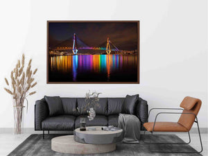 Anzac bridge Syney  illuminated at Night Painting