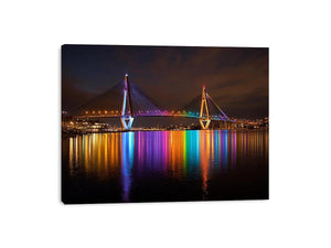 Anzac bridge Syney  illuminated at Night Painting