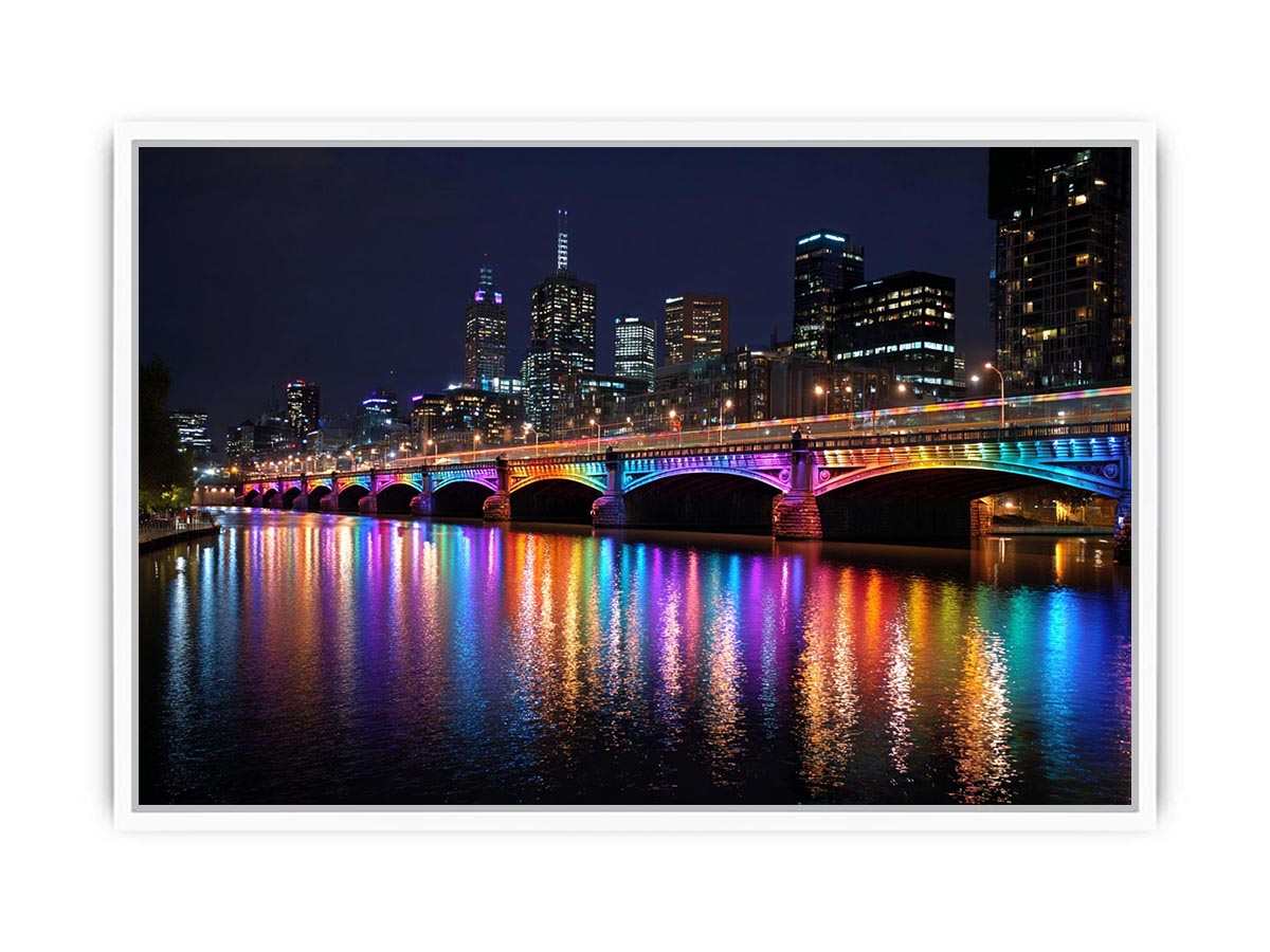 Melbourne Bridge  Illuminated at Night Framed Print