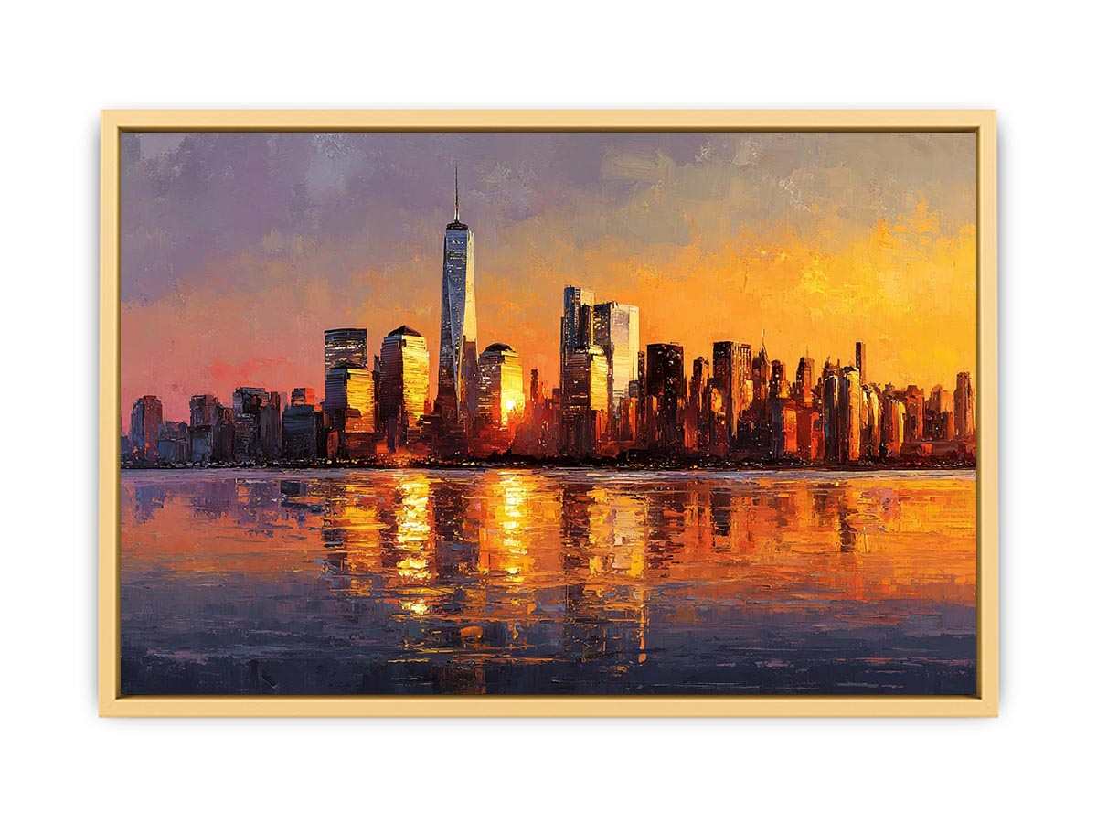 Manhattan Skyline Sunset  Streched canvas