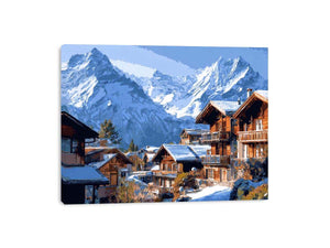 Swiss Alps Village Charm Painting