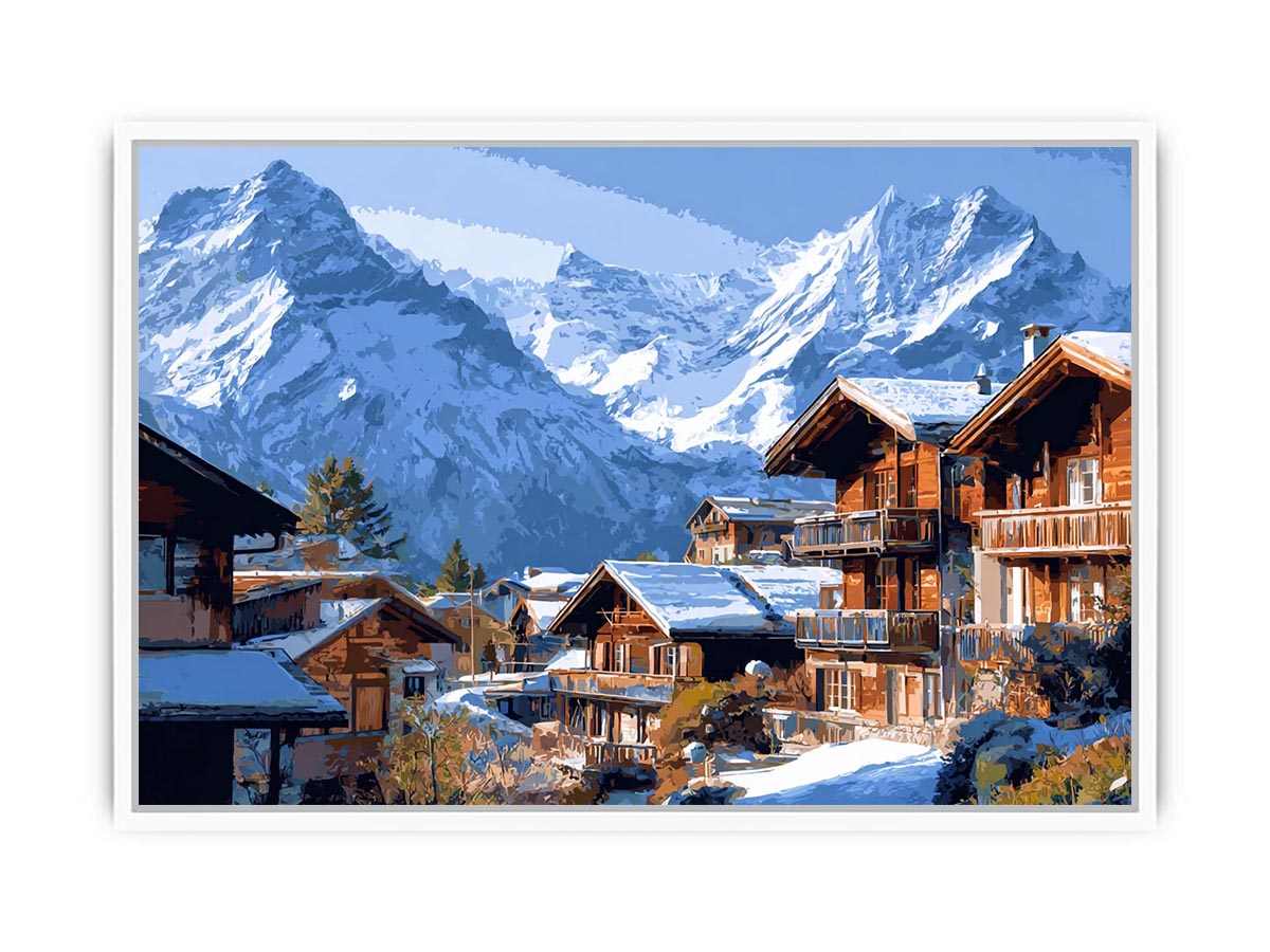Swiss Alps Village Charm Framed Print