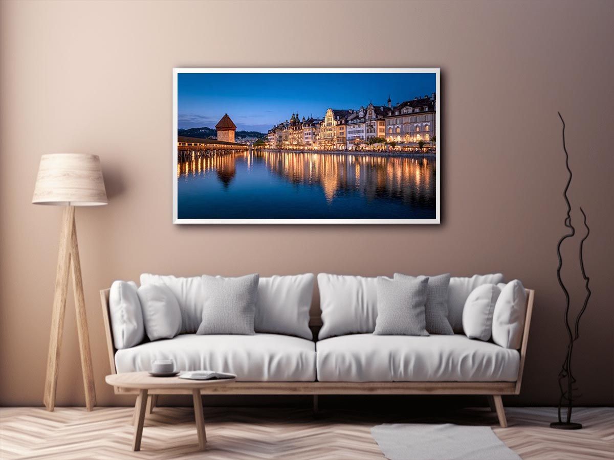 Lucerne Bridge Reflections Painting