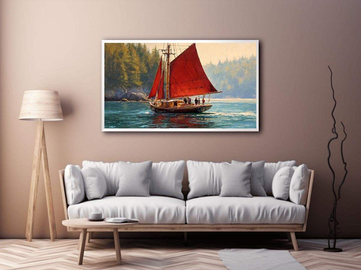 Red Sailboat Canvas Print