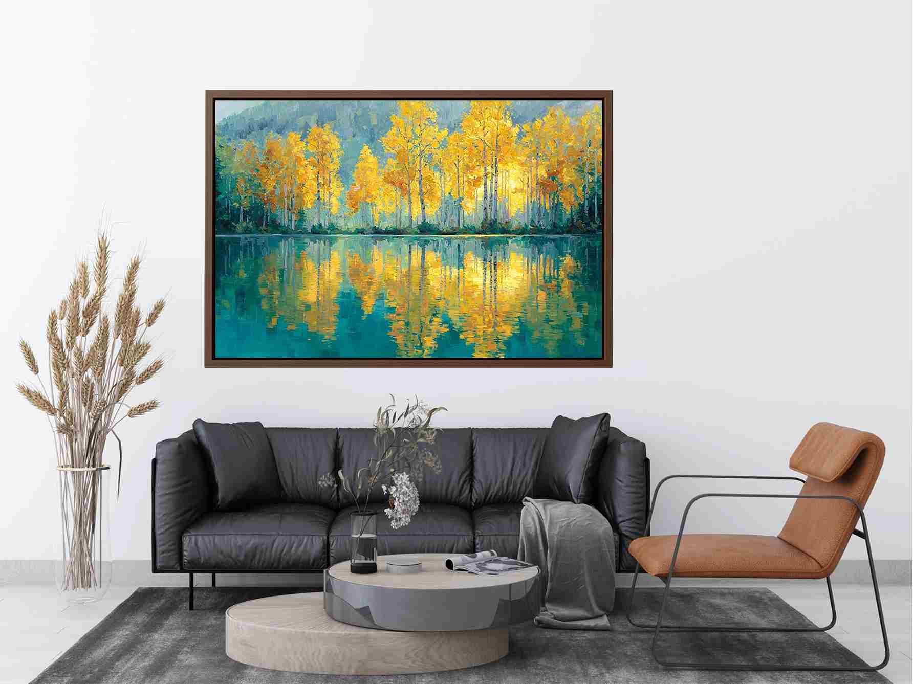 Golden Forest Reflections Painting 