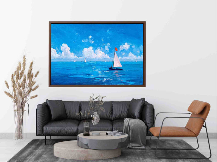Sailboats on the ocean Painting 
