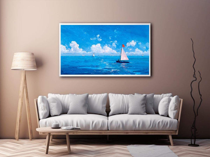 Sailboats on the ocean Canvas Print