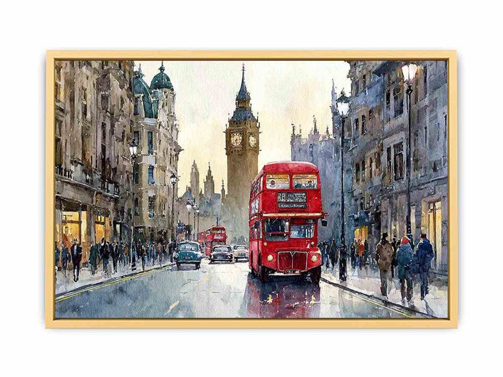 Watercolor London Cityscape  Streched canvas