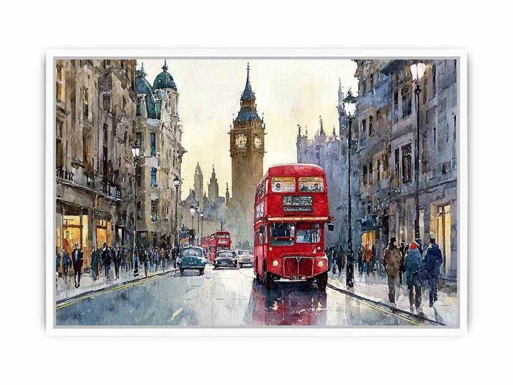 Watercolor London Cityscape Framed Print
