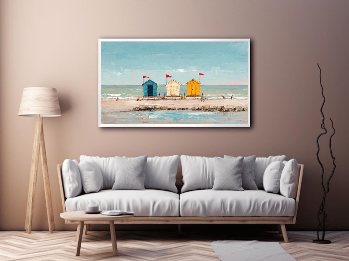 Three beach Huts Canvas Print