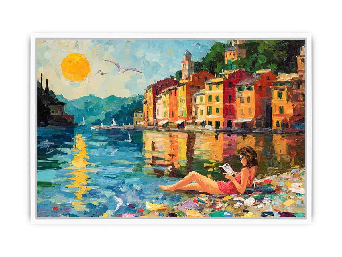 Beach Reading Framed Print