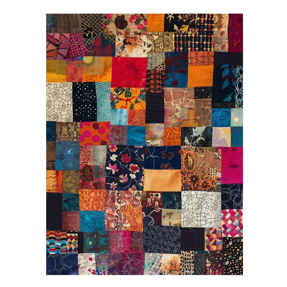 Red Brown Patchwork 