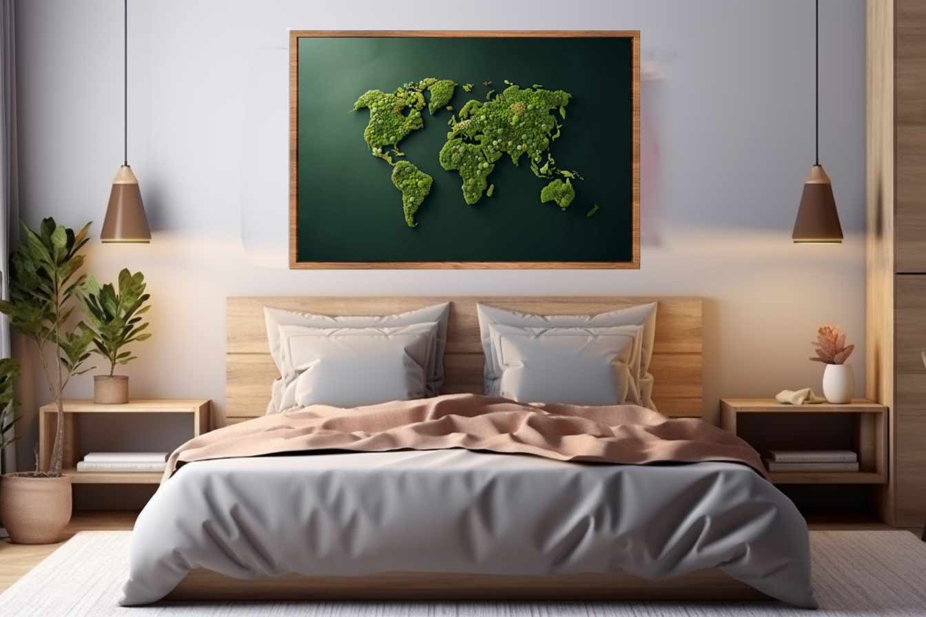 Green World Map Wall  Poster