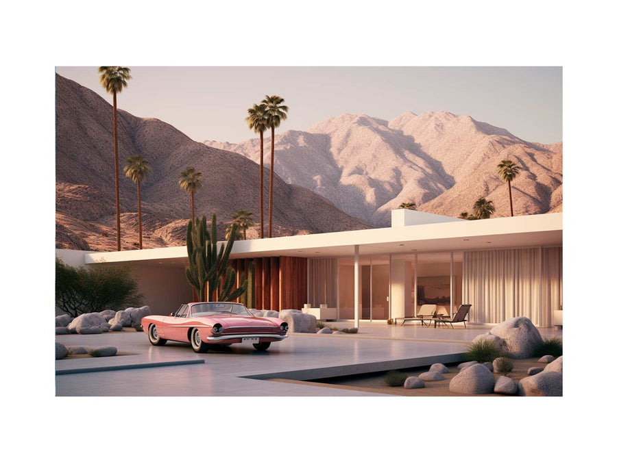 Mid-century house canvas print for retro Australian wall styling