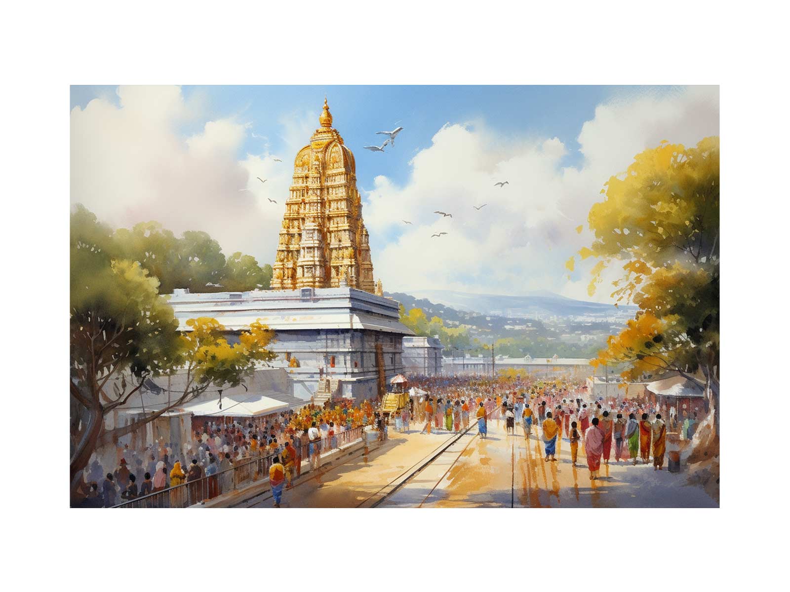 Tirupati Balaji Temple Painting – Sacred South Indian Tribute