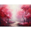 Red Forest Canopy Vista – Autumn Woodland Expression