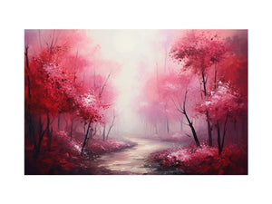 Red Forest Canopy Vista – Autumn Woodland Expression