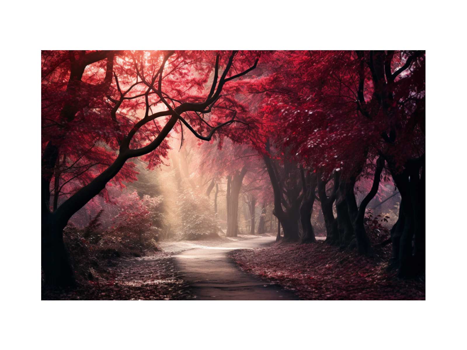 Red Forest Painting – Autumn Canopy Expression
