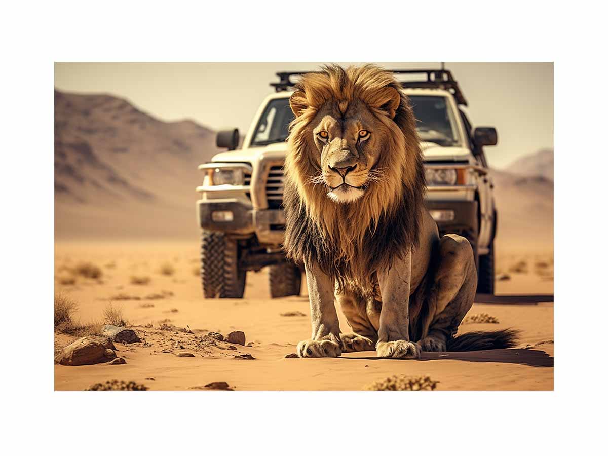 Big Lion In Desert 