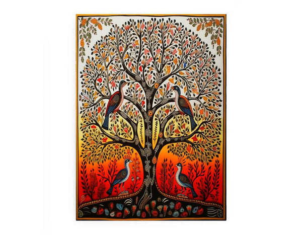 Madhubani Bird And Tree  