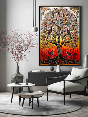 Madhubani Bird And Tree  