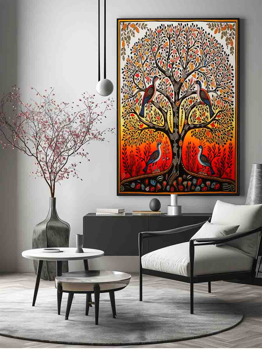 Madhubani Bird And Tree  