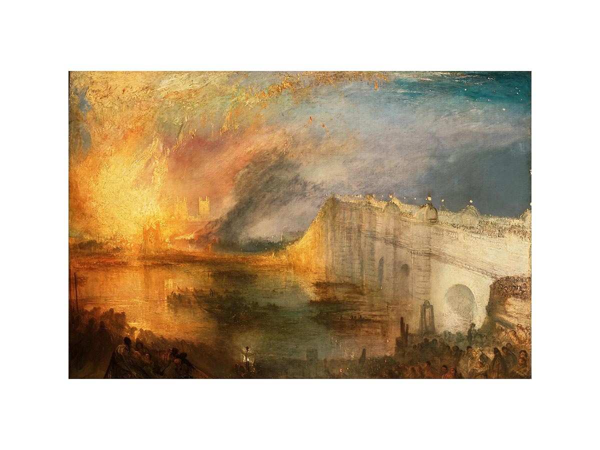 The Burning of the Houses of Parliament by  Joseph Mallord William Turner